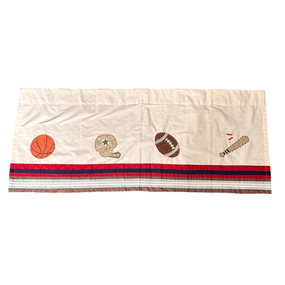 Pottery Barn Kids Sports Valance 42" X 18" Cotton Decor Baseball Football Window